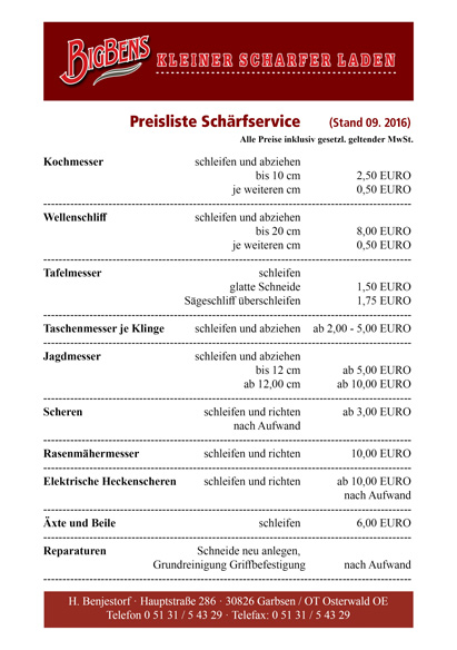 Preisliste